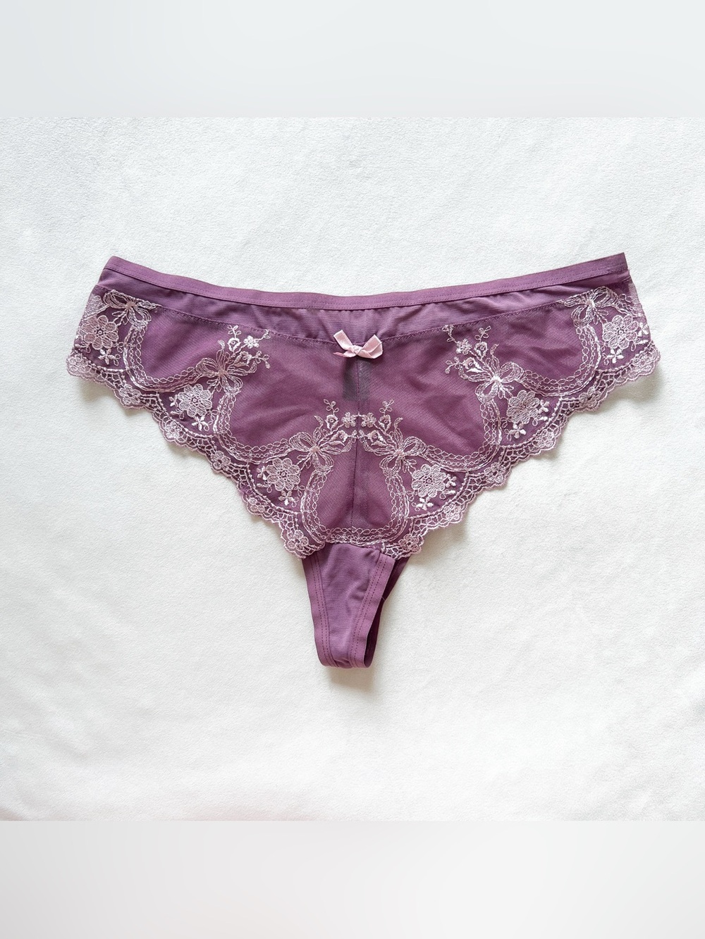 Lace Trim Bikini Panty in Mauve Purple - Large